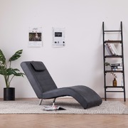 Chaise Longue with Pillow Grey Faux Suede Leather