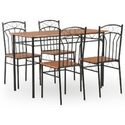 5 Piece Dining Set MDF and Steel Brown