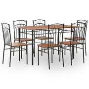 7 Piece Dining Set MDF and Steel Brown