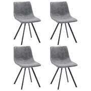 Dining Chairs 4 pcs Grey Metal Legs faux Leather