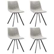 Dining Chairs 4 pcs Light Grey Metal Legs faux Leather
