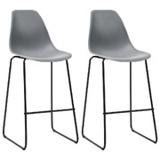 Bar Chairs 2 pcs Grey Plastic