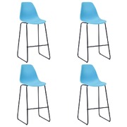 Bar Chairs 4 pcs Blue Plastic