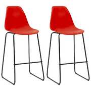 Bar Chairs 2 pcs Red Plastic