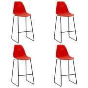 Bar Chairs 4 pcs Red Plastic