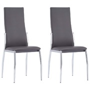 Dining Chairs 2 pcs Grey fauxx Leather