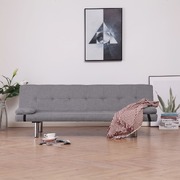 Sofa Bed with Two Pillows Light Grey Polyester