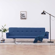 Sofa Bed with Armrest Blue Polyester
