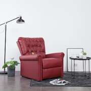 Massage Recliner Chair Wine Red faux Leather