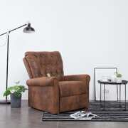Massage Recliner Chair Brown faux Suede Leather