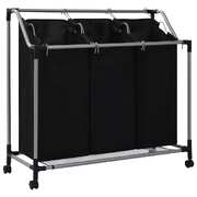 Laundry Sorter with 3 Bags- Black