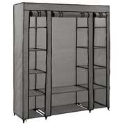 Wardrobe with Compartments and Rods- Grey