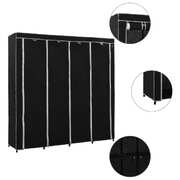 Wardrobe with 4 Compartments Black