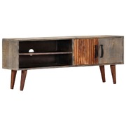 TV Cabinet Grey 115x30x46 cm Solid Rough Mango Wood