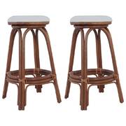 Bar Stools 2 pcs Brown Rattan