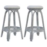Bar Stools 2 pcs Grey Rattan