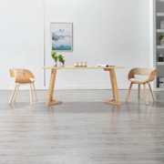 Dining Chair Cream Bent Wood and Faux Leather