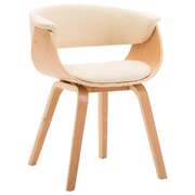 Dining Chair Cream Bent Wood and Faux Leather