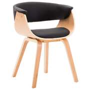 Dining Chair Black Bent Wood and Faux Leather