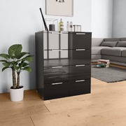 Sideboard High Gloss Chipboard Black