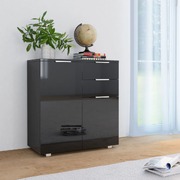 Sideboard High Gloss Black Chipboard