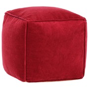 Pouffe Cotton Velvet Ruby Red