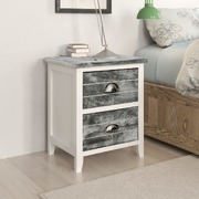 Nightstand Grey and White Paulownia Wood