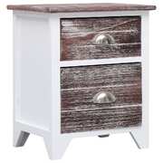 Nightstand Brown and White Paulownia Wood