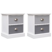 Nightstands 2 pcs Grey Paulownia Wood