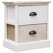 Nightstand White and Natural Paulownia Wood