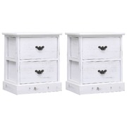 Bedside Cabinets 2 pcs White 38x28x45 cm Paulownia Wood