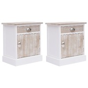 2 pcs Bedside Tables Cabinets White