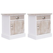 2 pcs Bedside Tables Cabinets White