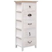 Side Cabinet 5 Drawers Paulownia wood White