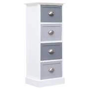 Side Cabinet Paulownia Wood White & Grey