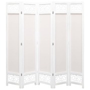 5-Panel Room Divider Cream 175x165 cm Fabric