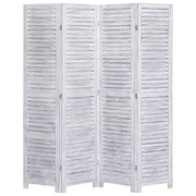 4-Panel Room Divider Grey 140x165 cm Wood