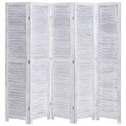 5-Panel Room Divider Grey 175x165 cm Wood