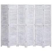6-Panel Room Divider Grey 210x165 cm Wood