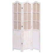 3-Panel Room Divider White 105x165 cm Fabric