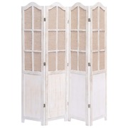 4-Panel Room Divider White 140x165 cm Fabric