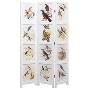 3-Panel Room Divider White 105x165 cm Bird