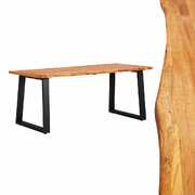 Dining Table Natural and Black Solid Oak
