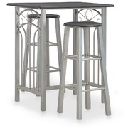 3 Piece Bar Set Wood and Steel
