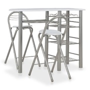 3 Piece Bar Set with Shelves White