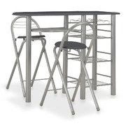 3 Piece Bar Set with Shelves Black