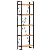 5-Tier Bookcase Solid Rough Mango, Steel