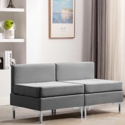 Sectional Middle Sofas 2 pcs with Cushions Fabric Light Grey