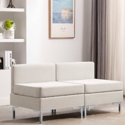 Sectional Middle Sofas 2 pcs with Cushions Fabric Cream