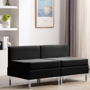 Sectional Middle Sofas 2 pcs with Cushions Fabric Black